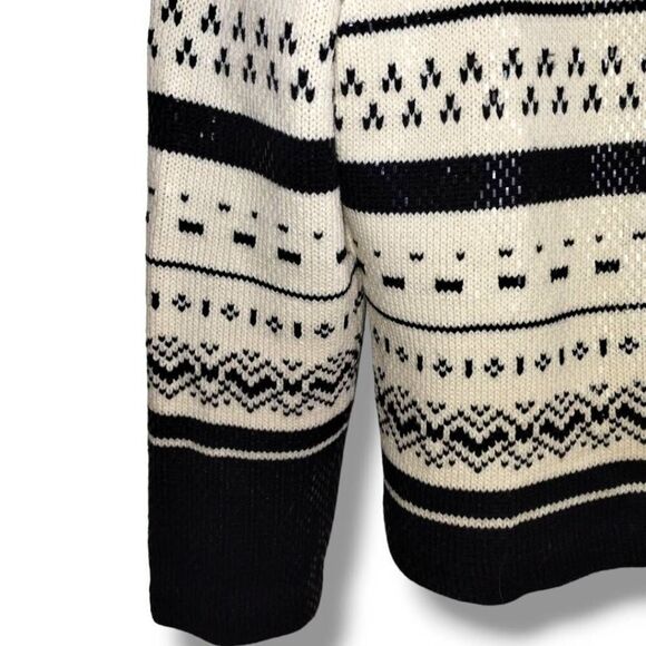 St. John Collection Marie Gray Sweater Sz Large Sequin Fair Isle Mock Turtleneck - Picture 4 of 11